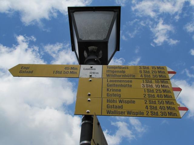 Wegweiser bei Lauenen 1241 m.ü.M.