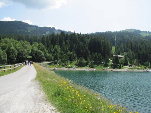 wir laufen nun über den Staudamm auf die orographisch rechte Seite vom Arnensee