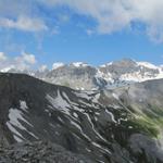 Blick auf die Fuorcla Raschaglius und dahinter auf den Atlas und Piz Segnas