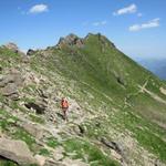 Blick zurück. Gut ersichtlich der Bergpfad