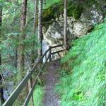 ein gut angelegter Weg, führt einem neben oder über die Burgfälle hinauf nach Burg