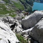 Blick zurück. Teilweise ist der Bergweg seilgesichert