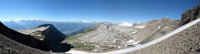 schönes Breitbildfoto mit Blick auf die Hochebene von Grand' Gouilles und Les Diablerets