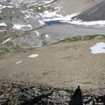 gut ersichtlich der kleine Bergsee auf der Hochebene von Grand' Gouilles