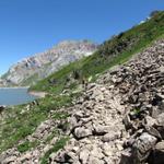 ein schöner Weg führt einem rechts am Ufer des Sanetsch Stausee vorbei