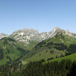 schönes Breitbildfoto mit Les Pucelles, Dent de Savigny, Dent de Ruth, Zuckerspitz und Wandfluh