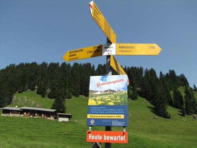 Wegweiser bei Mittelberg 1633 m.ü.M.