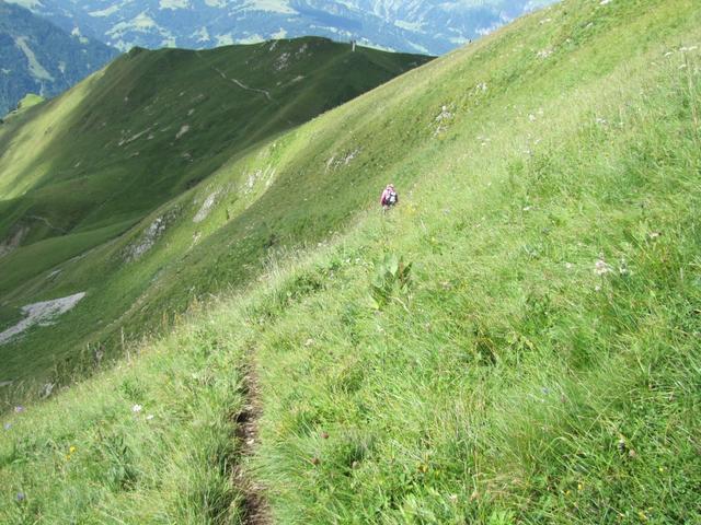 die steile Flanke des Regenboldshorn ist kurz aber steil