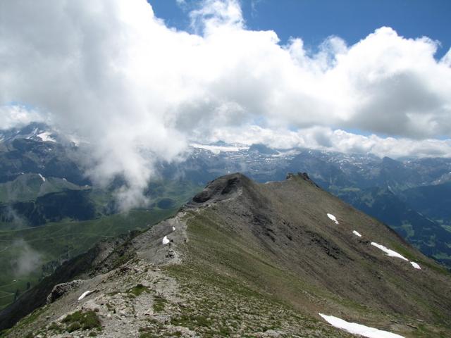 wir befinden uns nun auf dem Sattligrat. In der Bildmitte Punkt 2528 m.ü.M.