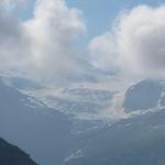 Blick auf der anderen Talseite zum Triftgletscher. Dort oben waren wir auch schon