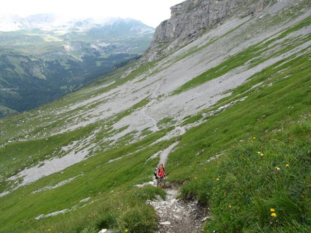 Blick zurück. Gut ersichtlich der Weg den wir zurückgelegt haben