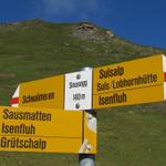 Wegweiser bei Sousegg 2140 m.ü.M.