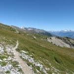 das Bietschhorn am Horizont gibt uns nun die Richtung an