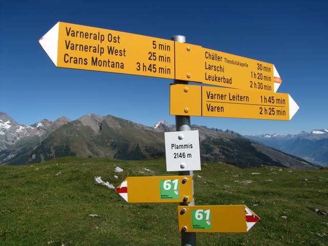 Wegweiser auf Plammis 2146 m.ü.M.