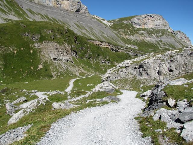 auf breitem Wanderweg laufen wir nun zum Berghotel Schwarenbach