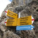 kurz nach dem Chindbettipass am Fusse vom Chindbettihorn diese Abzweigung