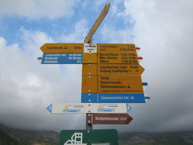 Wegweiser auf der Engstligenalp 1940 m.ü.M.