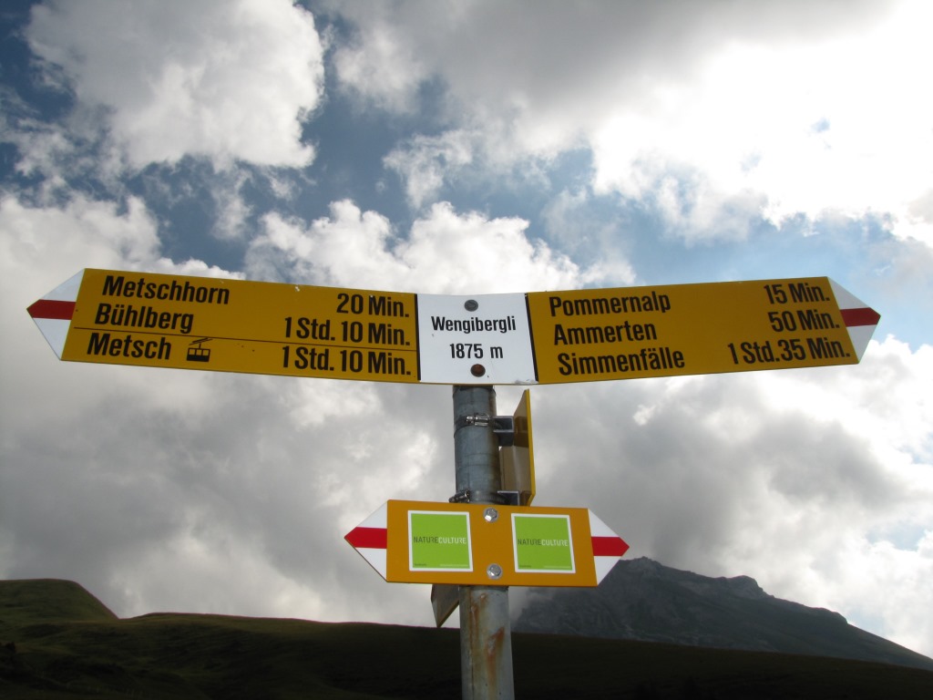 Wegweiser auf Wengibärgli 1875 m.ü.M.