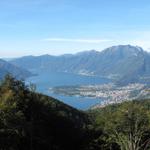 Blick auf den Lago Maggiore mit dem Maggiadelta, Locarno und Ascona