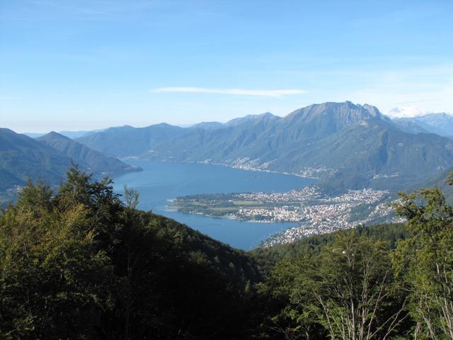 Blick auf den Lago Maggiore mit dem Maggiadelta, Locarno und Ascona