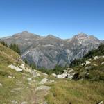 bei Punkt 2012 m.ü.M. mit schönem Ausblick auf das Val Bavona, mit Poncione die Braga, Pizzo Castello und Rosso