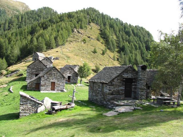 wir haben die Alpe Eus 1603 m.ü.M. mit seinen in Rustici umgebauten Alphütten erreicht