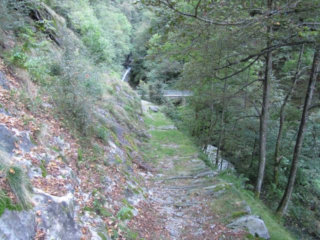 wir erreichen bei Punkt 674 m.ü.M. die Brücke die uns über die kleine Schlucht führt