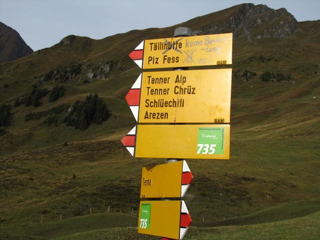 Wegweiser bei "Bir undera Hütta" 1783 m.ü.M.