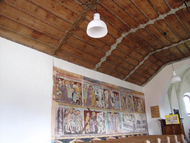 uralte Fresken schmücken die Wande der Kirche. Während der Reformation wurden sie überdeckt und 1957 wieder entdeckt