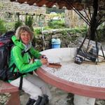 Mäuis holt in der Albergue "San Esteban" den Pilgerstempel