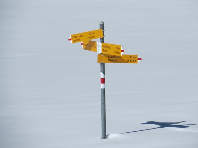 Wegweiser bei Punkt 2108 m.ü.M.