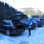 beim grossen Parkplatz von Langwies