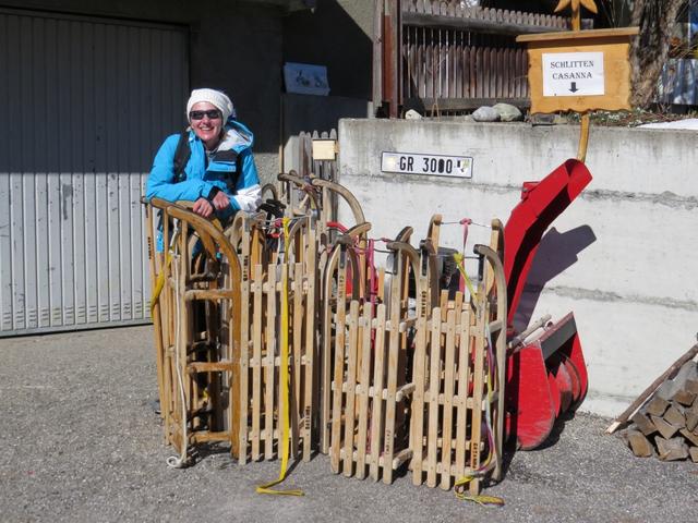 Mäusi beim Schlittel Depot in Langwies