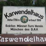 nach 14 km, 4 1/2 Std, 837m aufwärts und 50m abwärts, erreichen wir das Karwendelhaus