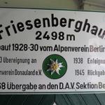 wir haben das Friesenberg Haus 2498 m.ü.M. erreicht