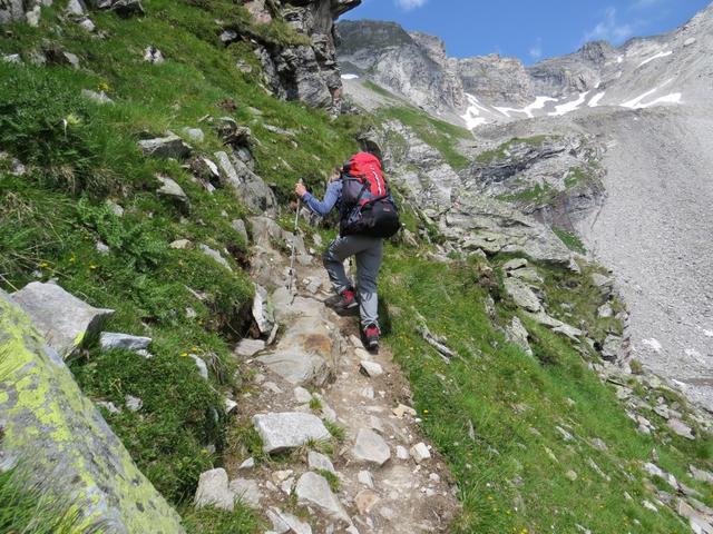 der Weg führt nun wieder aufwärts