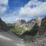 Blick von der Forcella de Sieles ins Roa Tal