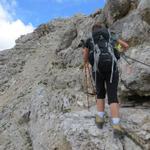 von der Forcella de Sieles führt uns ein stahlseilversicherter Steig weiter aufwärts