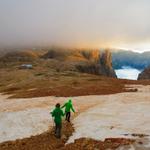 2 Frösche (Stefan und Mäusi) auf dem Weg zum Rifugio Boè
