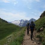 auf dem Weg zum Rifugio Fredarola. Im Hintergrund die Marmolada