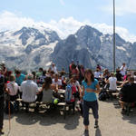 sehr schönes Breitbildfoto von der Terrasse vom Rifugio Viel dal Pan aus gesehen, mit Blick zur Marmolada