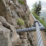 an gewissen Orten ist der Weg mit Stahlseilen gesichert