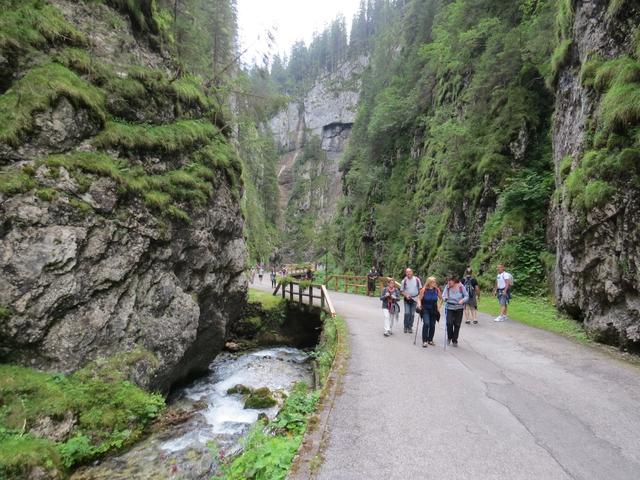 ab Malga Ciapela führt uns der Traumpfad durch die Sottoguda-Schlucht und kostet 2€. Jetzt muüssen sogar Wanderer Maut bezah