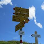 Wegweiser beim Bischolapass 1999 m.ü.M. weiter geht unsere Wanderung hinauf auf den Tguma