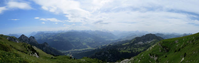 Breitbilfoto mit Blick auf das Simmental. Leider ist das Wetter nicht mehr so schön