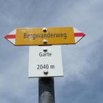 Wegweiser bei Garte 2040 m.ü.M.