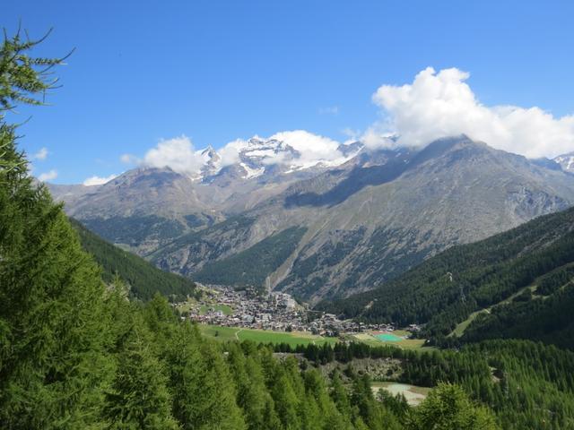 was für eine schöne Aussicht auf Saas Fee und Fletschhorn