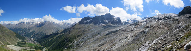 sehr schönes Breitbilfoto vom Saaser Tal mit Saas Fee