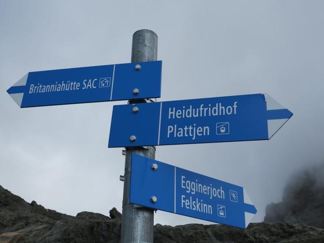 Wegweiser bei den kleinen Gletscherseen