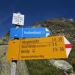 Wegweiser bei der Oberaletschhütte 2640 m.ü.M.